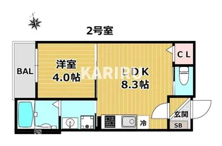 サフィールロジェ大阪城公園【102号室】の間取り