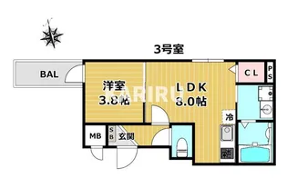サフィールロジェ大阪城公園【103号室】の間取り