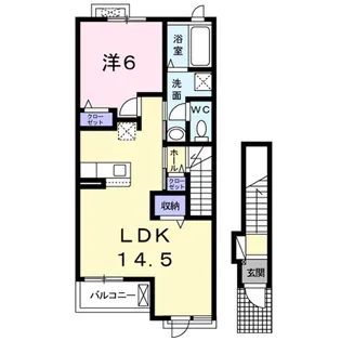 ディアレストB棟【202号室】の間取り