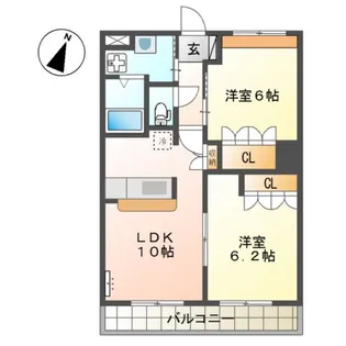 エスポアールさくら【107号室】の間取り