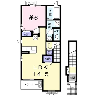 ディアレストB棟【201号室】の間取り