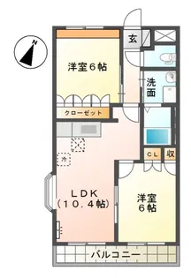プリムヴェール【1階】の間取り