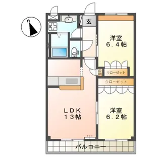 クレストール脇田【205号室】の間取り