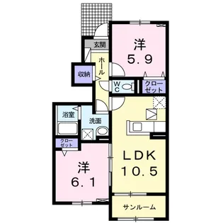 フィオーレT【102号室】の間取り