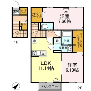 MITSUYAA棟【201号室】の間取り