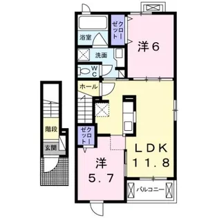 オークエミアスB【204号室】の間取り