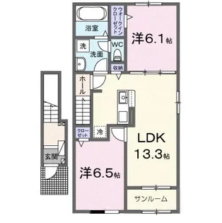 テラディエスルーナB【204号室】の間取り