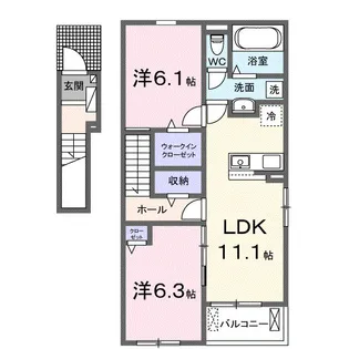 ボンシャンスB【201号室】の間取り