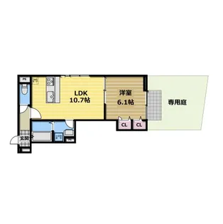 スプランデュール高井田【1階】の間取り