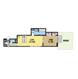 スプランデュール高井田【1階】の間取り