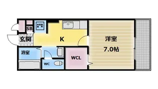 セジュールオッツ八戸ノ里【3階】の間取り
