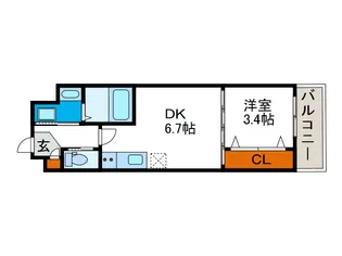 NU北田辺【3階】の間取り
