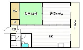 ラウンド東田辺【3階】の間取り