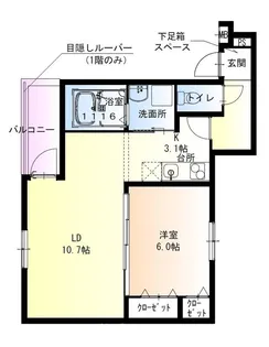 フジパレス遠里小野ウエスト【1階】の間取り