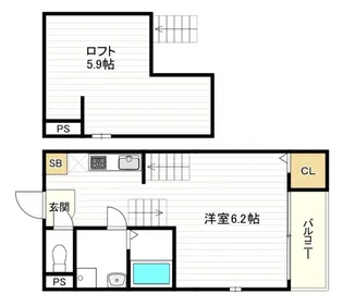 ハーモニーテラス墨江【2階】の間取り