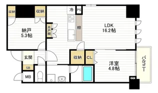 スプランディッド上本町WEST【2階】の間取り