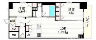スプランディッド上本町WEST2【11階】の間取り