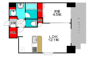 スプランディッド阿倍野【12階】の間取り