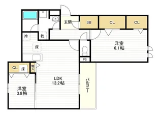 クラシスト苅田WEST【1階】の間取り