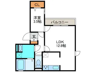 LA MAISON VERTE 西田辺【2階】の間取り