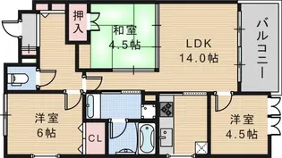 クラウンハイム西田辺の間取り