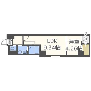 ドュ・シンビオス・桜川【7階】の間取り