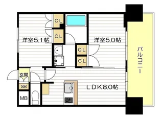 エステムコート南堀江2レアリスの間取り