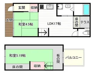 大阪府大阪市大正区三軒家西2丁目【一戸建】の間取り