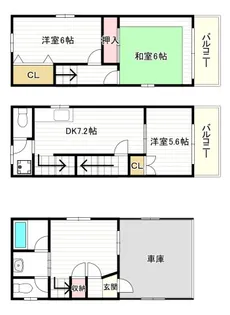 大阪府大阪市港区八幡屋3丁目【一戸建】の間取り