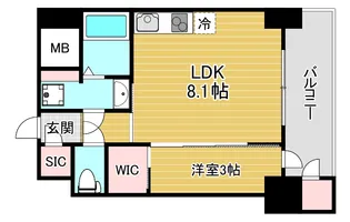 セレニテフラン難波【14階】の間取り
