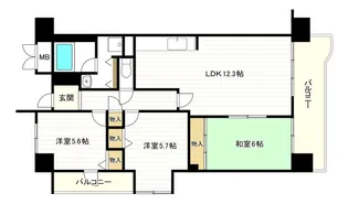グランデージ住之江【1階】の間取り