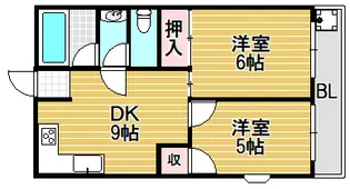 セイム三箇【206号室】の間取り