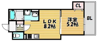 クリエオーレ北条【104号室】の間取り