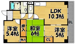 エスペランサ門真南【102号室】の間取り
