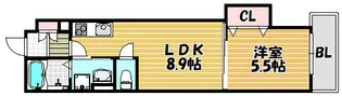 クリエオーレ中茶屋【203号室】の間取り