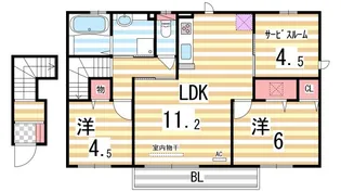 ノールヴィラージュドゥ【202号室】の間取り