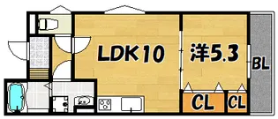 クリエオーレ三ツ島2【201号室】の間取り