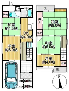 大阪府寝屋川市楠根南町2-6【一戸建】の間取り