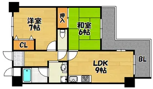 グリーンたちばな【603号室】の間取り