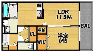 リベルテA棟【102号室】の間取り