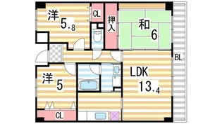 ベルカーサ太子田【407号室】の間取り