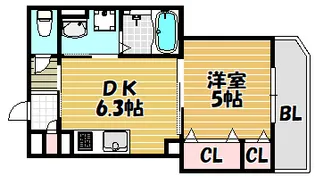 クリエオーレ清瀧【202号室】の間取り