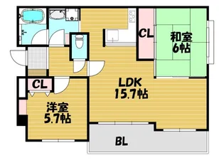 エスリード鴻池【201号室】の間取り