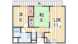エイチツーオー深野【202号室】の間取り
