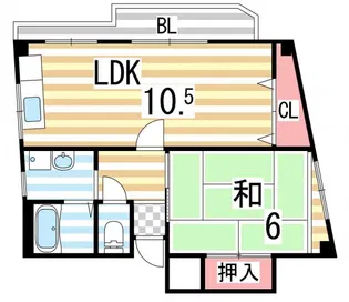 OKハイツ2号館【302号室】の間取り