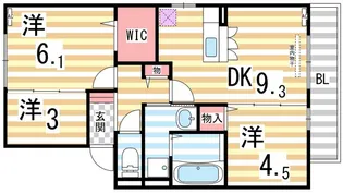 グランドゥール畷【201号室】の間取り