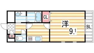アムールCUORE【105号室】の間取り