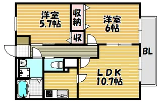 メゾンドエトワール【A202号室】の間取り