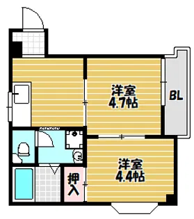 スリム大東【203号室】の間取り