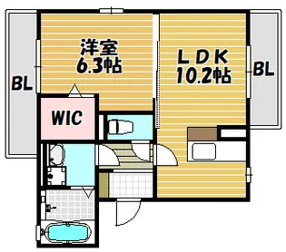 グレース中谷A棟【202号室】の間取り